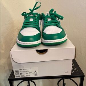 Nike Kids Air Jordan Low Green and White Sneakers